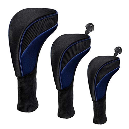 Homyl 3pcs de Madeira de Golfe Respirável 3 5 Headcover Etiqueta Nº, Azul
