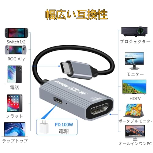 【2025年新登場】MEEKI Switch 2 TVモード拡張ドック変換アダプタ 4K@60Hz出力対応 & PD 100W急速充電 USB-C to HDMI変換ハブ テレビ・キャプチャカード接続対応 Switch（第1・2世代）、Steam 、iPad、MacBook、ポータブルモニター、ディスプレイ対応