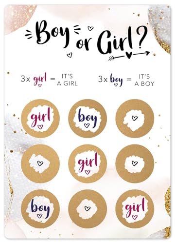 Joli Coon Rubbelkarte Tic Tac Toe Geschlecht verkünden - Es wird ein Mädchen - Gender reveal Spiele - Boy or Girl Rubbelkarte - Babyparty Geschlecht enthüllen