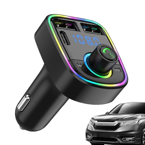 Duvcoywae Transmisor FM Para Coche | Adaptador De Coche Con Carga Rápida | Transmisor Inteligente con Cancelación de Ruido y Reproductor MP3 para Viajes Diarios y Trayectos