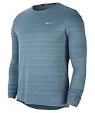 Breathable fabric Nike Herren Long Sleeved T-Shirt M NK DF Miler TOP LS, Black/(Reflective silv), XL, CU5989