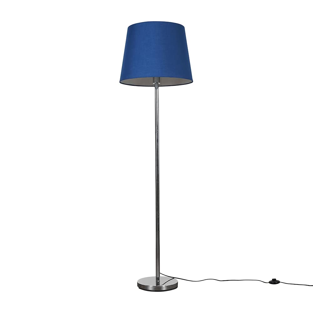 Valuelights Charles Chrome Floor Lamp With Navy Tapered Shade from B&Q