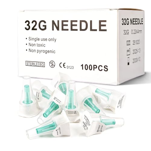 100 Pack 32G 4MM Needles Dispensing Needle with Cap for Industrial Use Individually Packaged (0.23 x 4 mm)
