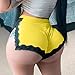 Womens Lace Trim Shorts High Waisted Comfy Soft Stretch Cheeky Panties Underwear Briefs Sleep Lounge Pants Bottoms Yellow