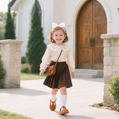 Image of GINFIVE Toddler Girls Dress Shoes Little Kids Flats School Mary Janes Shoes