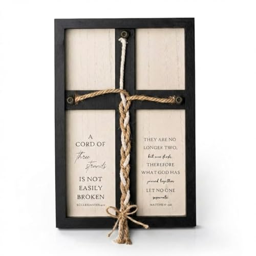 A Cord of Three Strands Wedding Ceremony Sign Elegant Trinity Braid Cross for Marriage Unity Symbolic Unity Rope 1510in ideal for Wedding Ceremonies Christian Marriage Anniversary & Home Dcor - Black