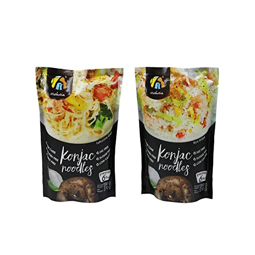Hethstia 12-Pack Shirataki Noodle Keto Fettuccine Pasta And Konjac Rice Paleo-Friendly, Sugar Free, Gluten-Free, Low Calorie And Vegan #TOP21