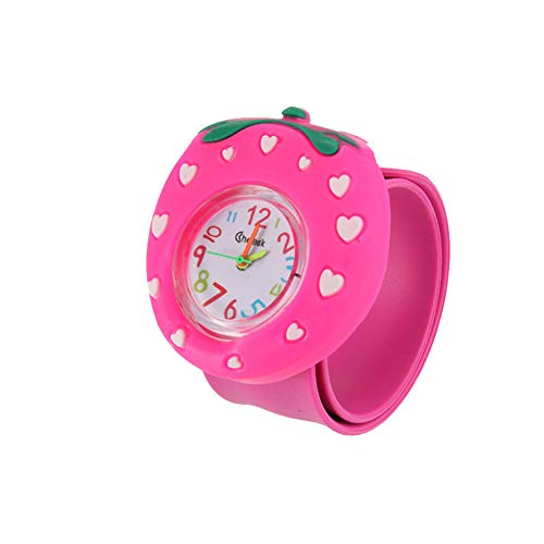 PerGrate 1 Pcs Children Kids Wrist Quartz Watch Silicone Strap Cute Cartoon Style Fashion Birthday Gift, Strawberry