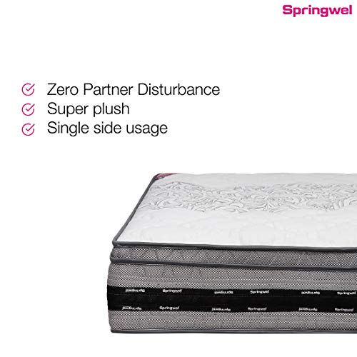 Image of Springwel Luxury Collection Latex Eurotop-10 10 Inches Pocket Spring Mattress (White and Grey)