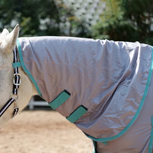 Image of Horse Fly Sheet with Neck Cover & Belly Wrap, Fine Mesh Grey 81 | Breathable Fine Mesh, Detachable Neck & Belly Wrap, High Shoulder Gussets, Large Tail Flap, UV Protection, Pasture & Barn Use