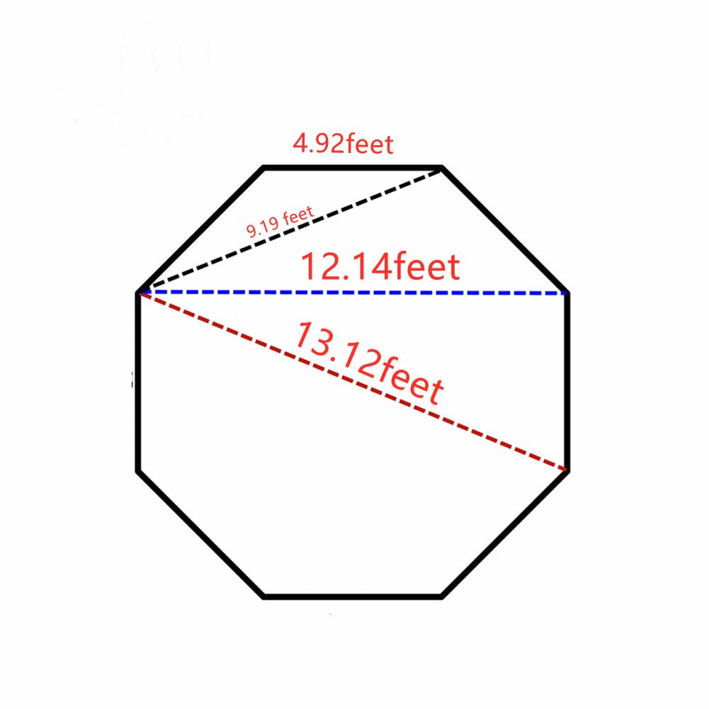 Octagonal Tent Mat for 4 Person Tipi Tent Diagonal Diameter 13.12 FT
