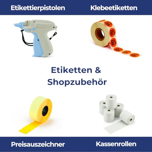 POKORNYS – 9.000 selbstklebende Etiketten für Preisauszeichner (weiß / 26x12mm) I Kennzeichnung mit Preis, Datum, Artikelnummer, MHD, Gewicht I Preisetiketten für Handauszeichner mit Wellenrand