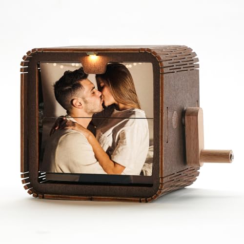 SOUFEEL Álbum de fotos con Manivela Luz LED-Soporte de Fotos con Manivela-Marco de Libro de Fotos Personalizado-para Padre Madres y Parejas