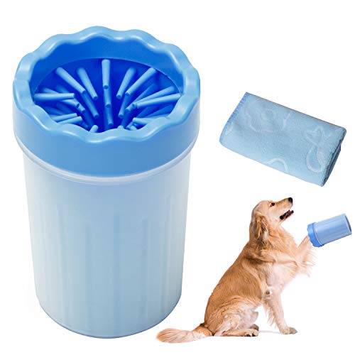 Tekkery Portable Dog Paw Cleaner，Feet Washer for Dog Cat (Medium, Blue)