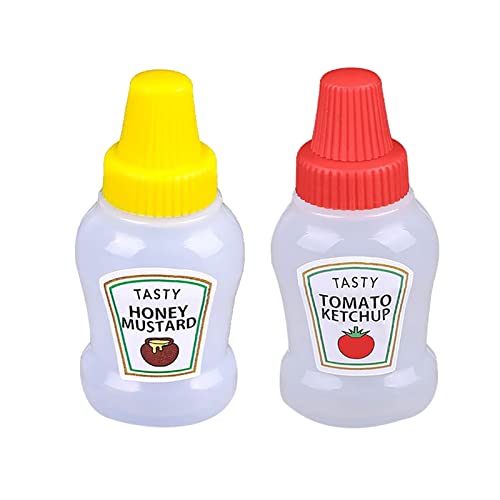 Raxove 2 pequeñas botellas de ketchup | Exprimir botellas para salsas – 2 unidades de salsa botellas de 25 ml Ketchup exprimir recipientes botella portátil condimentos tarros para niños adultos