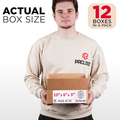 Image of Small Cardboard Boxes 10 inchL x 6 inchW x 3 inchH (Pack of 12) - USA-Made Packing Boxes for Moving, Shipping, or Storage - USPS, UPS, FedEx Approved - Professional Packing Supplies for Moving