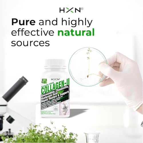 Image of HXN Joint Support Supplement with Glucosamine | Hydrolyzed Collagen Type 2, Hyaluronic Acid, Boswellia & Chondroitin | Knee Cartilage Flexibility, Mobility & Bone Health | 120 Veg Tablets for Men & Women