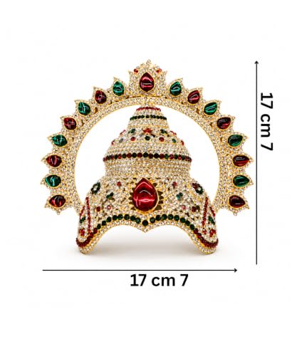 Image of Decorative Stone Varalakshmi Crown /God Crown /Varalakshmi Pooja Decoration Items Deity Ornament