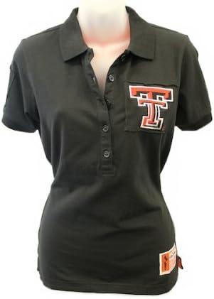NCAA Texas Tech Red Raiders Women's Collar Scholar Polo Shirt, Black, Small