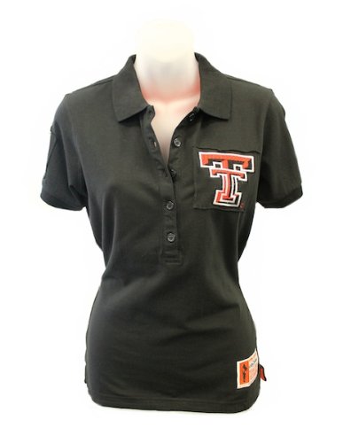 Ncaa Texas Tech Red Raiders Women's Collar Scholar Polo Shirt, Black, Small #TOP28