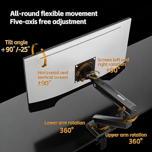 Image of NB Ergonomic 17-32 inch Monitor Desk Arm 360 Degree Movement Heavy Duty 2-9 kgs Load Capacity (Black, Single Arm)