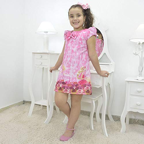 Vestido infantil da Barbie princesa na cor rosa