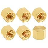 Uenede 6PCS Brass 1/4 Inch NPT Female Caps Outer Hex 1/4' NPT Thread Socket Pipe End Cap Plugs Fitting for Water/Oil/Gas