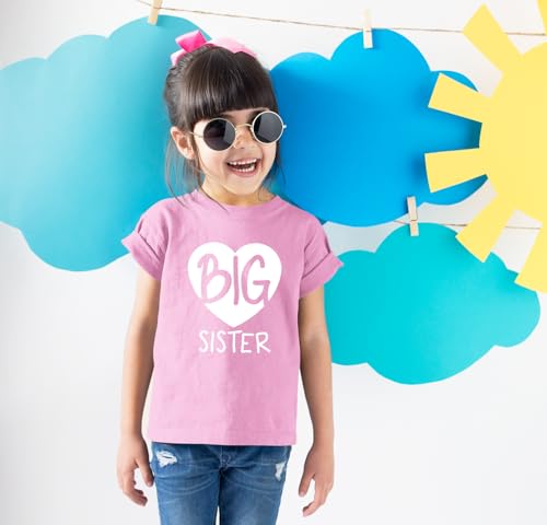 Image of Big Sister Shirt Heart Big Sister Announcement Shirt Toddler Girl Promoted Outfit Baby Girls tee