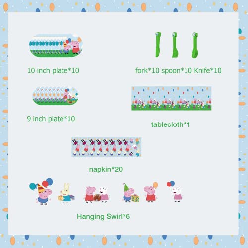 127Pcs Pig Birthday Party Supplies For Serves 10 Guests, With Birthday Decorations Banner, Latex Balloons, Hanging Swirland Tableware, Etc, Party Favors For Kids And Fans #TOP2