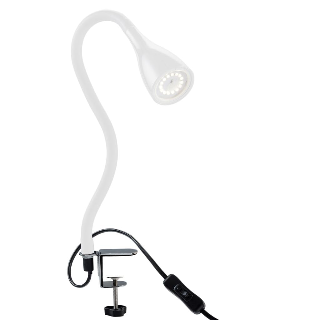 B.K.Licht - Lámpara de abrazadera LED regulable negra - Lámpara de escritorio LED con abrazadera - Lámpara de mesa con LED GU10, 400 lm, 3000 K