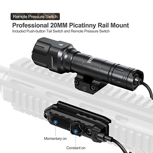 Feyachi 1200 Lumen Tactical Flashlight Matte Black Led Weapon Light With Pressure Switch, 3 Modes - High/Low/Strobe, Fixed Picatinny Flashlight Mount (Black) #TOP4