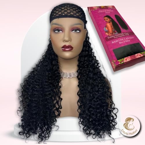 Aplique Rabo de Cavalo Cacheado Eloah Bio Fibra Premium 75cm 180g Estylo Mulher