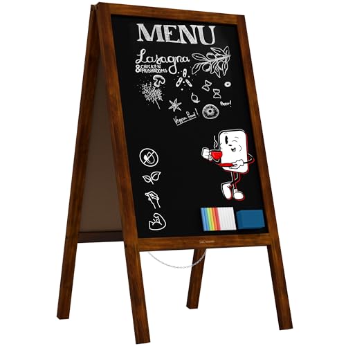 ALLboards Chevalet Stop Trottoir avec Cadre en Bois Laqué 118x61cm, Chevalet Ardoise