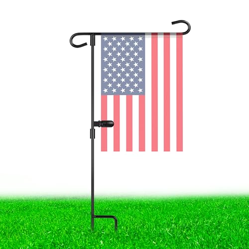 Soporte para bandera de jardín, soporte de bandera de jardín, soporte de poste de decoración, mástil de bandera de patio pequeño, soporte de bandera de hierro forjado para banderas con clip