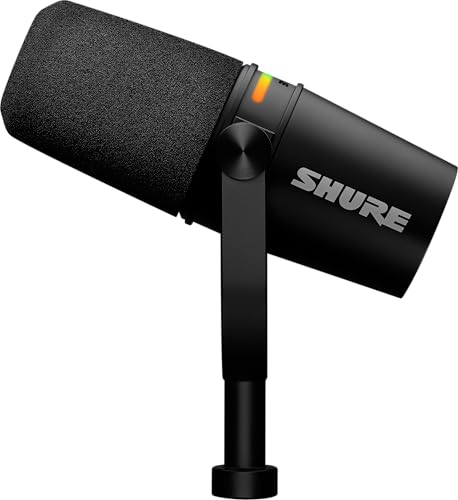 Image of Shure MV7+ Podcast Dynamic Microphone with Low Profile Mic Stand. OBS Certified, Enhanced Audio, LED Touch Panel, USB-C & XLR Outputs, Auto Level Mode, Digital Pop Filter, Reverb -Black