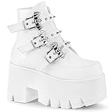  Demonia Damen Chunky Heel Fledermaus Nieten Booties Ashes-55 weiß Gr.38