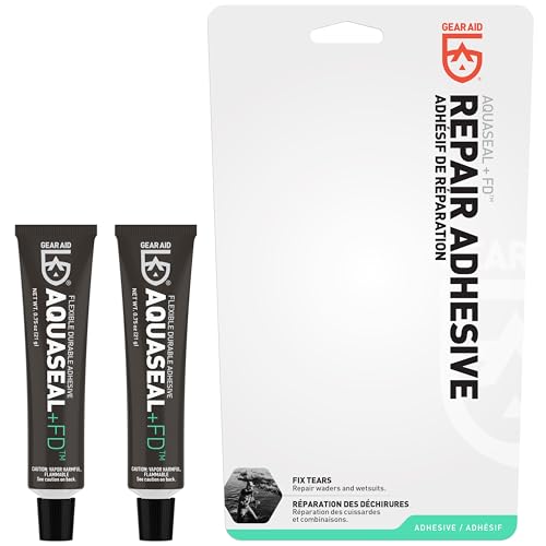 Image of GEAR AID Aquaseal FD Flexible Durable Repair Adhesive for Fixing Tears and Holes in Waders, Wetsuits, PVC Inflatables, Vinyl and Outdoor Gear, Dries Clear, 0.75 oz, 2 Pack