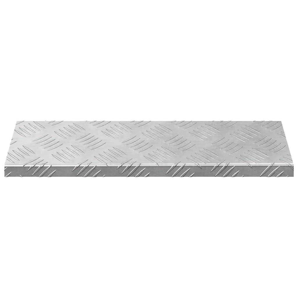 Aluminium Treppenstufe 10er Set Silber 60 x 18 x 2,5 cm Rautenmuster Trittauflage für Innenbereich, Treppenläufer, Rutschhemmende Trittsicherheit