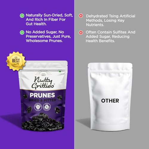 Image of Nutty Gritties California Pitted Prunes - Dried Fruit Plums, 200g