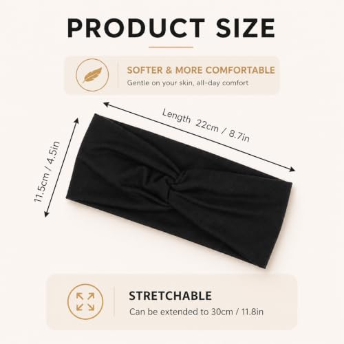 Image of Kachanaa 6 Pack Solid Color Headbands for Women - Non - slip Soft Elastic Turbans Ideal for Running,Yoga & Sports Sweat Wicking for Girls