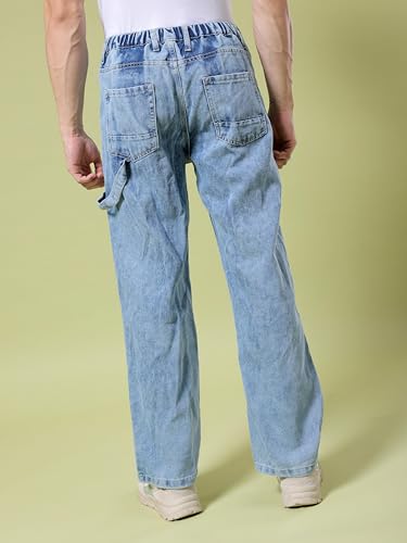 Image of The Indian Garage Co Men Baggy Solid Mid-Rise Stretchable Jeans