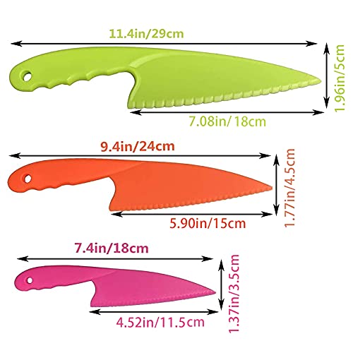 Quirzx Kids Knife Set, 3Pcs Kid Safe Knives With Cut Resistant Gloves (Ages 6-12), Serrated Edges, Bpa-Free, Plastic Kitchen Kids Knives For Real Cooking & Cutting Fruit, Vegetable, Bread, Cake #TOP1