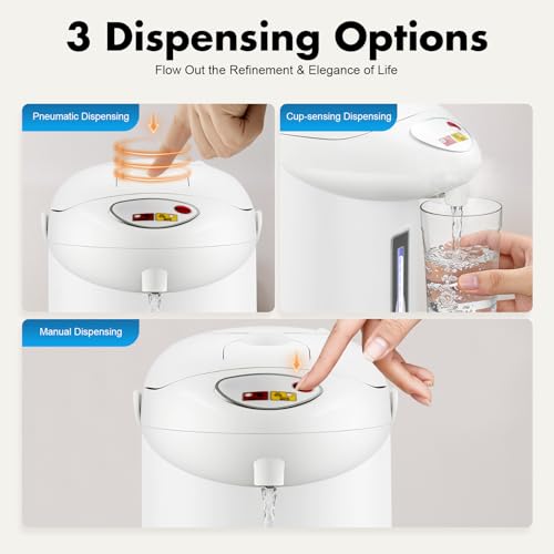 3L Electric Water Boiler and Warmer, 750W 3 Mode Hot Water Dispenser with Auto Keep Warm 24H, Safety Lock & Child Protection, 304 Stainless Steel Instant Heating Water Pot, for Home, Offices - Image 6