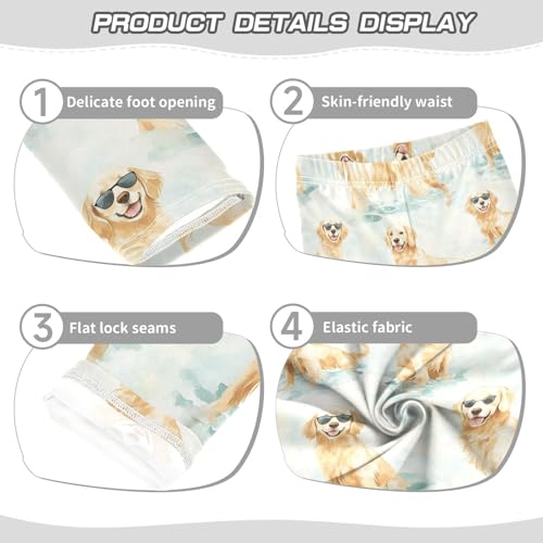 Dog with Sunglass Girls Leggings,Workout Leggings for Girls Toddler Athletic Legging Size for 3-10T3
