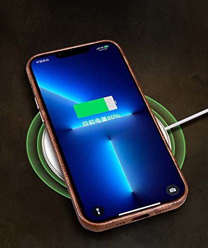 Coque en cuir de vache ciré pour iPhone 14 Pro, étui rétro marron élégant et durable - 6