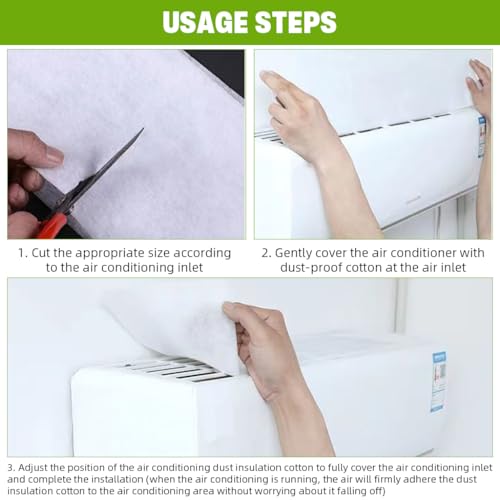 Image of HASTHIP Ac Cover - 10 Sheet 20 x 80 cm Non Woven Universal Ac Purifier Filter for Split Air Conditioner with Self-Adhesive Tabs Air Conditioner Accessories Stops Dust for Mobile Mini for Home, White
