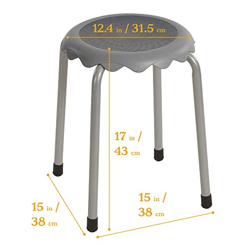 Image of ECR4Kids Daisy Stackable Stool with Glides Seating Set, Flexible Seating, Grey, 8-Piece