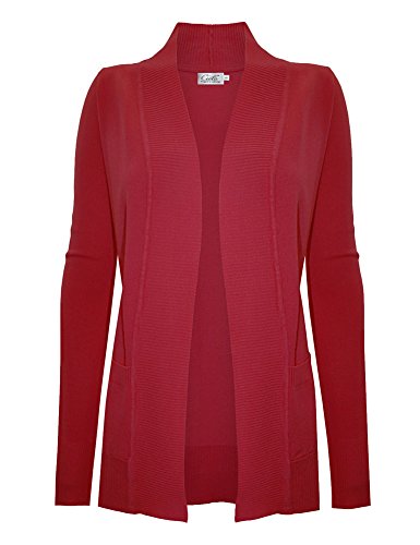Image of Cielo Women's Solid Basic Open Front Pockets Knit Sweater Cardigan