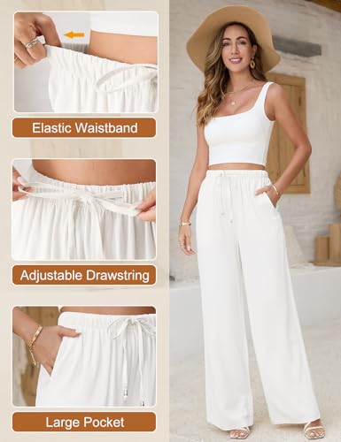 Linen Pants for Women Flowy Palazzo Pants Boho High Waist Wide Leg Trousers Summer Beach Vacation Outfits 20252