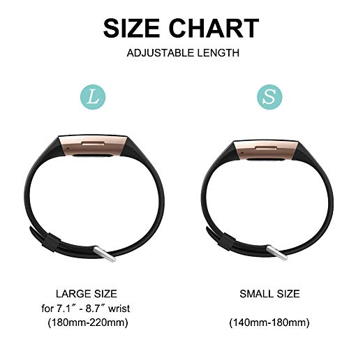 FunBand for Fitbit Charge 3/Charge 4 Strap Bands,Classic Edition Soft Silicone Sport Adjustable Replacement Accessory Bracelet Straps for Fitbit Charge 3/Charge 4 Fitness Activity Wristband - Image 3